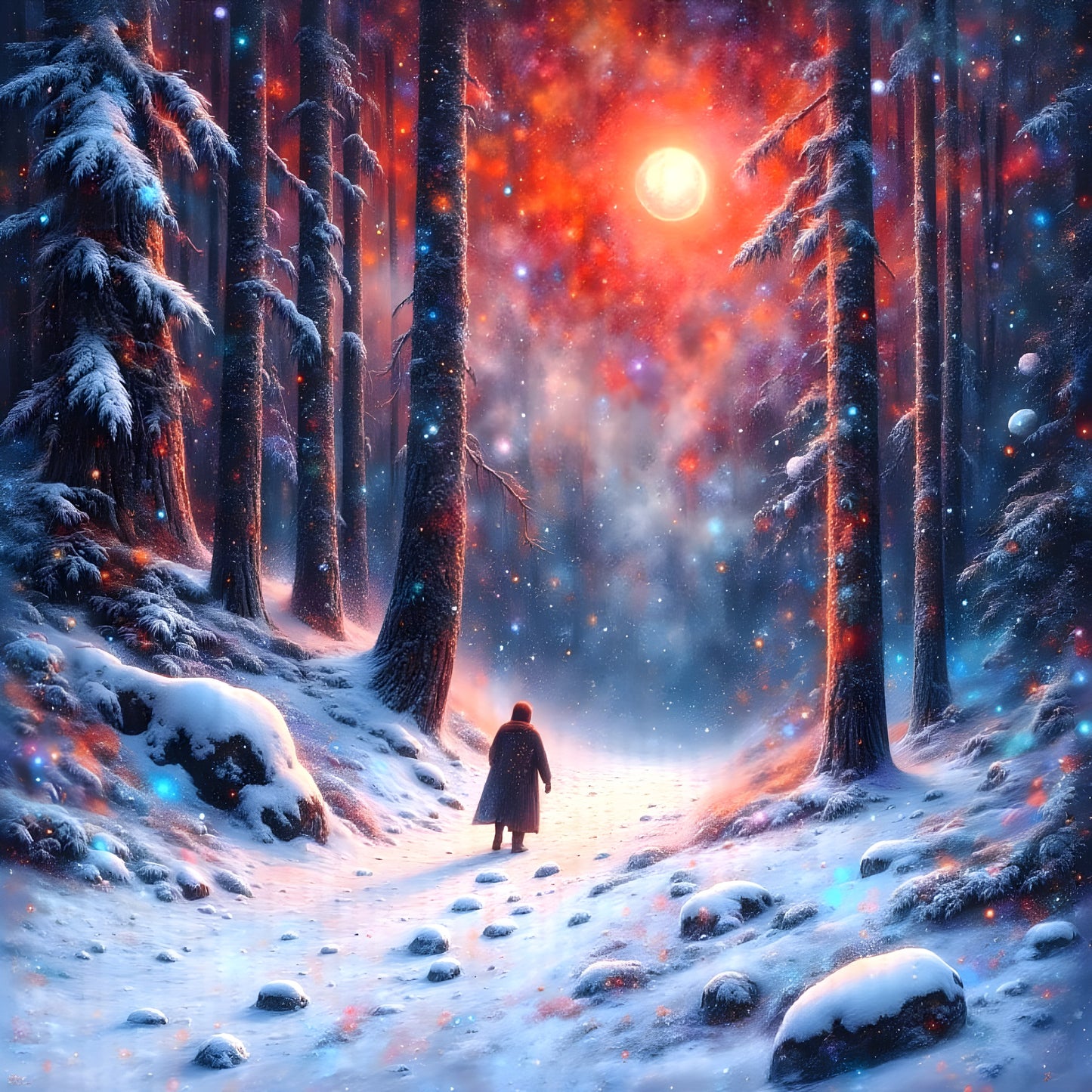 Under the Ember Moon-Canvas 60 x 60 cm