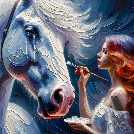 Creating the Crying White Horse -Canvas 60 x 60 cm