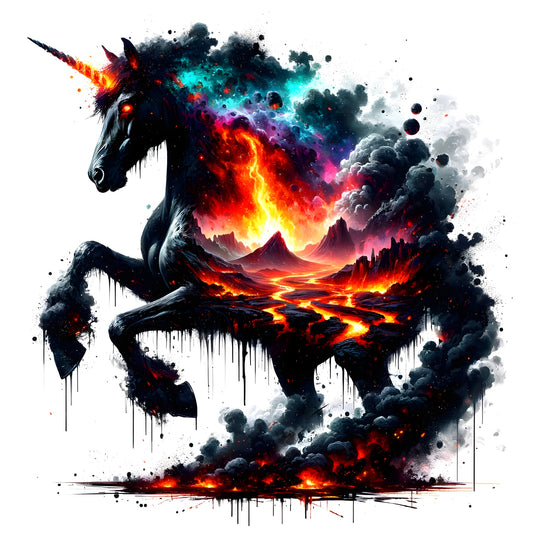 Inferno Unicorn - Volcanic Vision-Canvas 60 x 60 cm