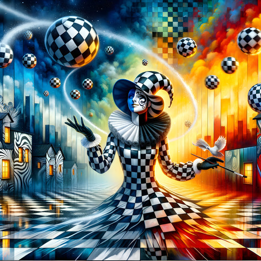 Harlequin’s Twilight Parade-Canvas 60 x 60 cm