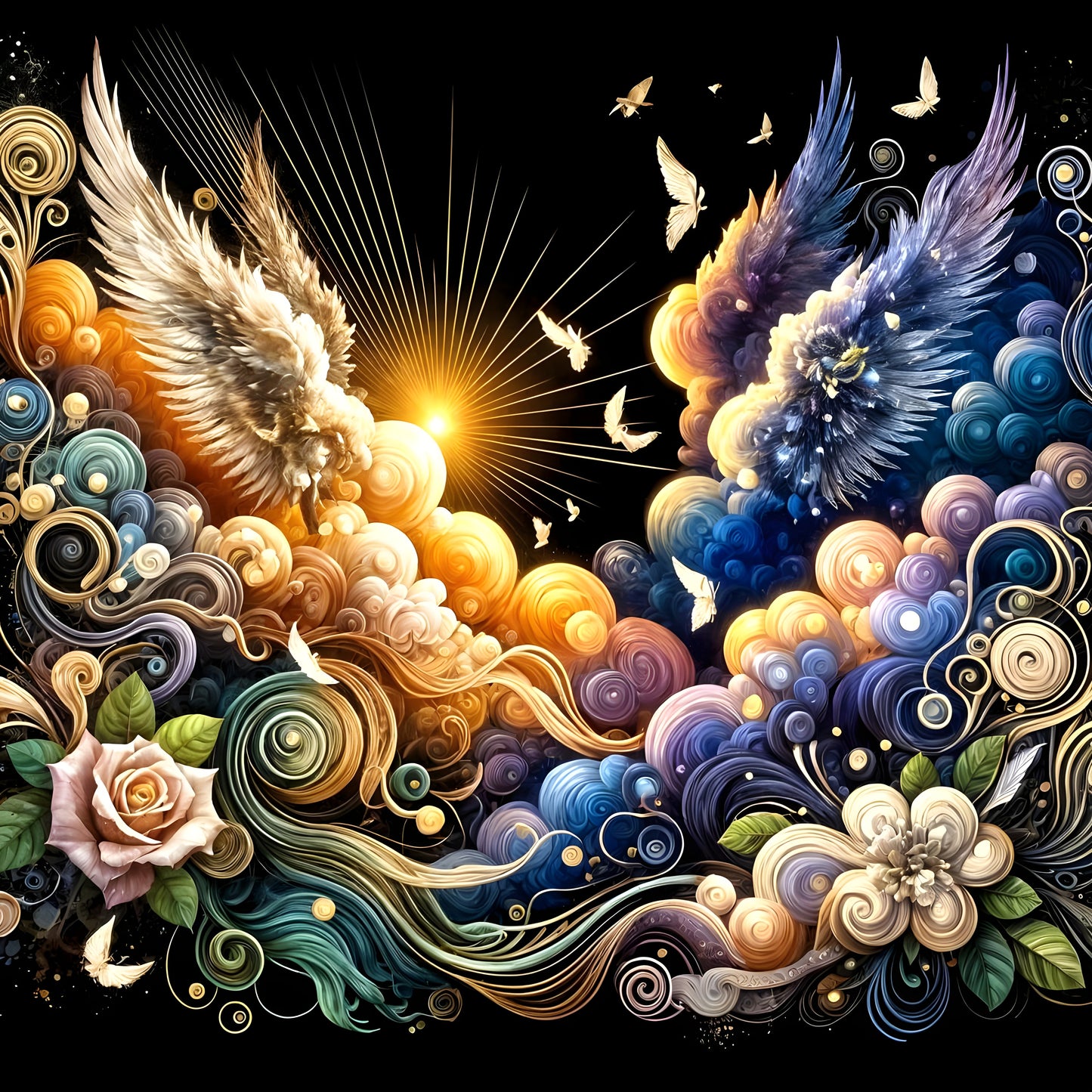 Symphony of Us-Indigo, Gold & Rose Celestial-Acrylic Glass 60 x 60 cm