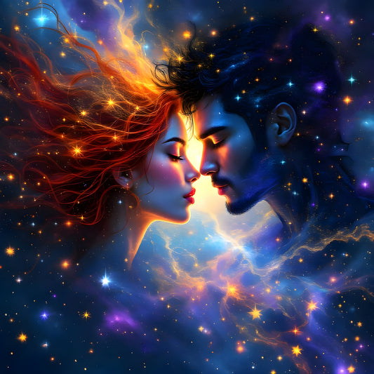 Celestial Reunion: A Dance of Souls-Canvas 40 x 40 cm