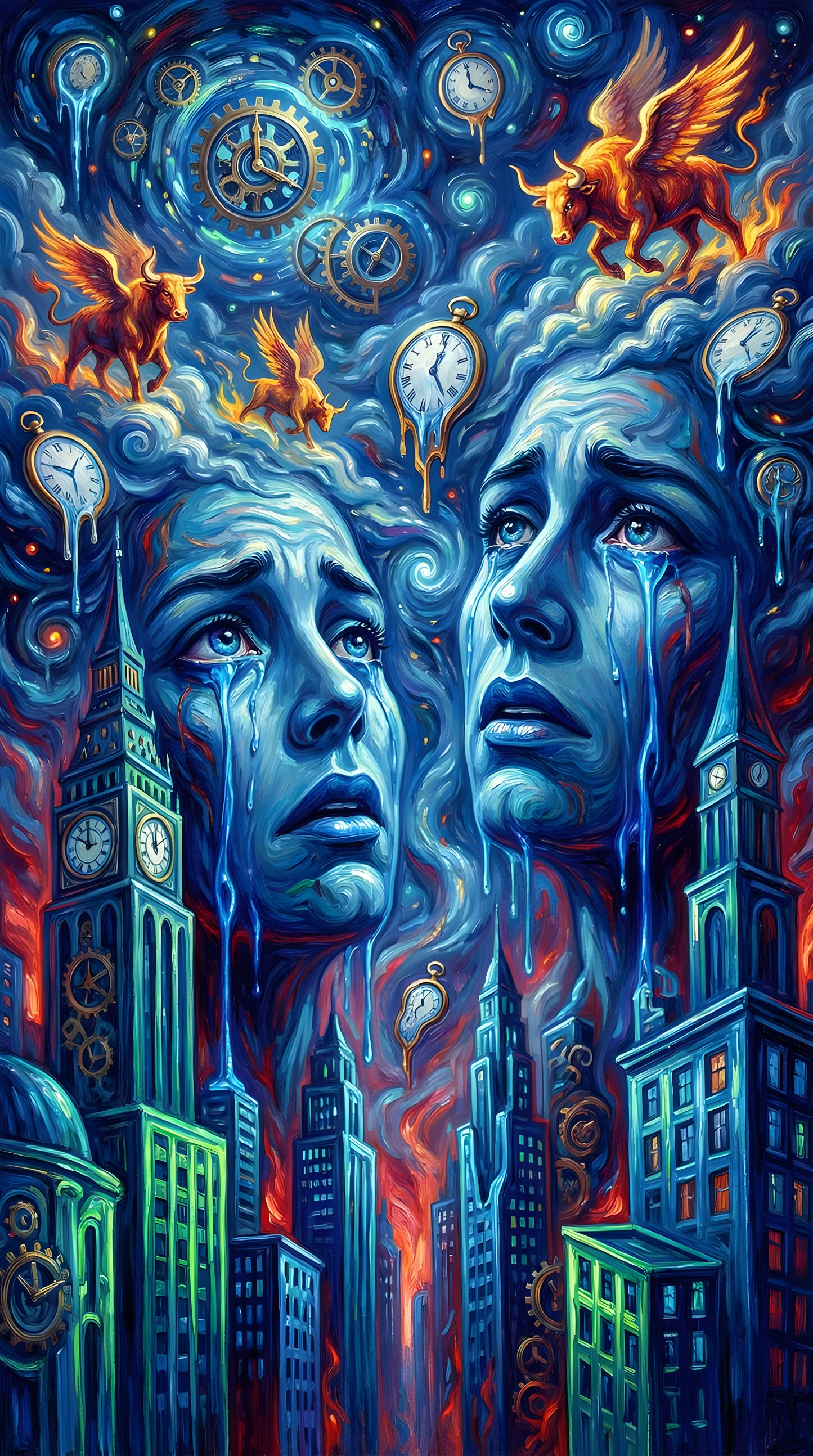 Metropolis of Moments- Surreal City Dreams-Canvas 100x 50 cm