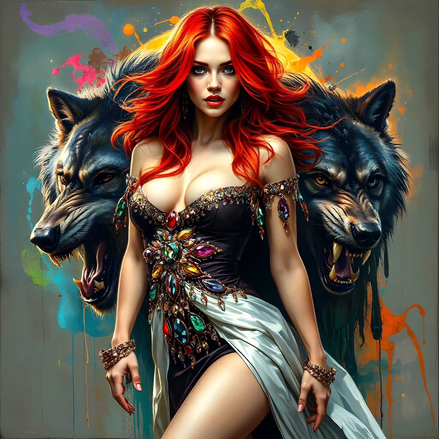 Ember Queen & The Dire Wolves -Acrylic Glass 60 x 60 cm