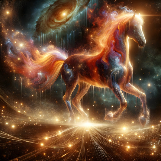 Celestial Mustang: A Radiant Work of Cosmic Art-Canvas 40 x 40 cm